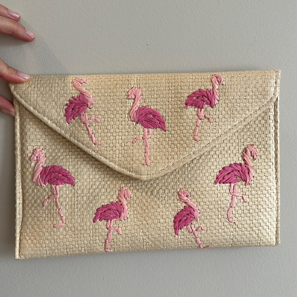 NWOT Brooks Brothers Flamingo Clutch